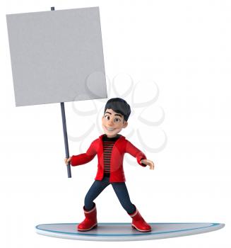 Fun 3D cartoon teenage boy