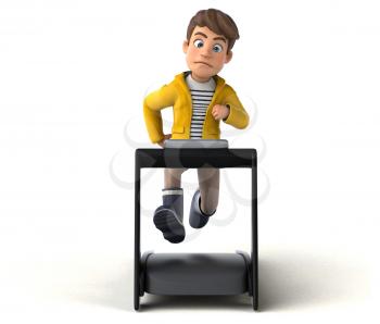 Fun 3D Illustration of a cartoon kid with rain gear