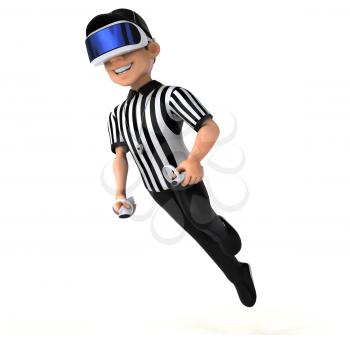 Fun 3D Illustration of a referee with a VR Helmet