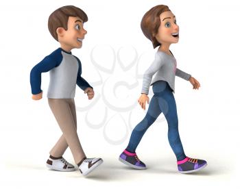 Fun 3D cartoon teenage kids