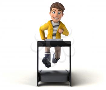 Fun 3D Illustration of a cartoon kid with rain gear