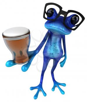 Fun blue frog - 3D Illustration