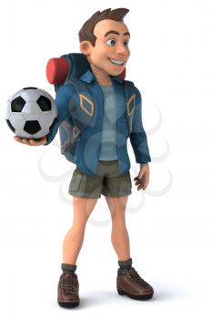 Fun illustration of a 3D cartoon backpacker