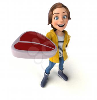 Fun 3D illustration of a cartoon teenage girl 