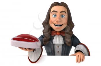 3D Illustration of a cartoon man in historical baroque costume