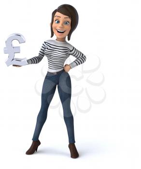 Fun 3D cartoon casual character woman