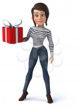 Fun 3D cartoon casual character woman