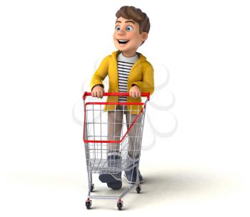 Fun 3D Illustration of a cartoon kid with rain gear