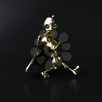 Golden superhero - 3D illustration