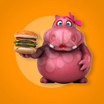 Pink Hippo - 3D Illustration