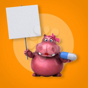 Pink Hippo - 3D Illustration