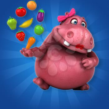 Pink Hippo - 3D Illustration