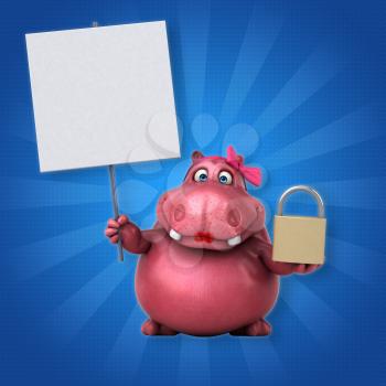 Pink Hippo - 3D Illustration