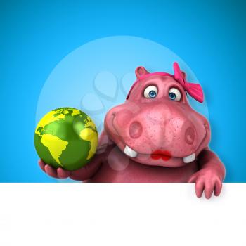 Pink Hippo - 3D Illustration