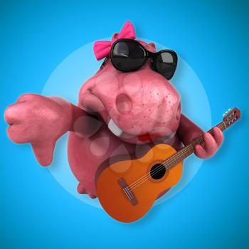 Pink Hippo - 3D Illustration