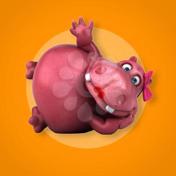 Pink Hippo - 3D Illustration