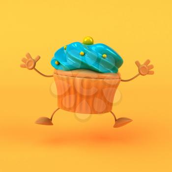 Cartoon cupcake - 3D Illustration