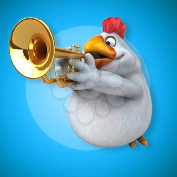 Fun chicken - 3D Illustration