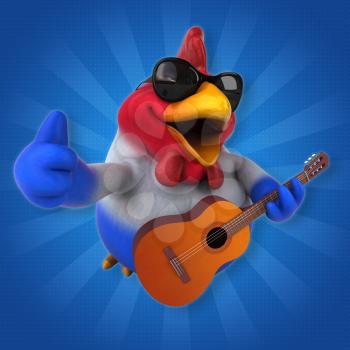 Fun chicken - 3D Illustration