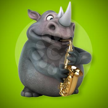 Fun rhino - 3D Illustration