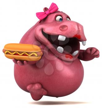 Pink Hippo - 3D Illustration