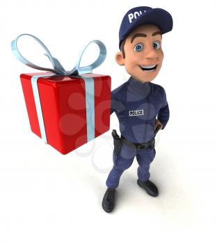 Fun 3D illustration of a cartoon Police Officer