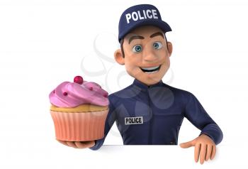 Fun 3D illustration of a cartoon Police Officer