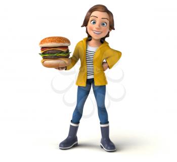 Fun 3D illustration of a cartoon teenage girl 