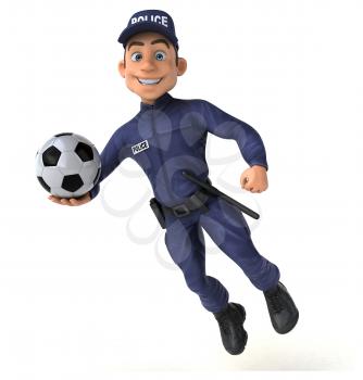 Fun 3D illustration of a cartoon Police Officer