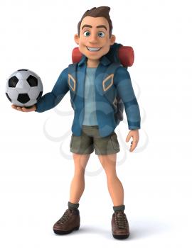 Fun illustration of a 3D cartoon backpacker