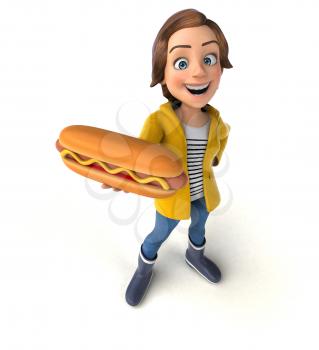 Fun 3D illustration of a cartoon teenage girl 