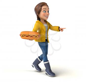 Fun 3D illustration of a cartoon teenage girl 