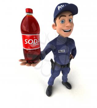 Fun 3D illustration of a cartoon Police Officer