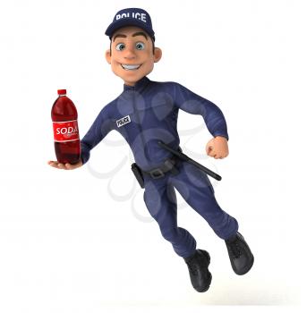 Fun 3D illustration of a cartoon Police Officer