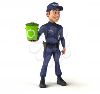 Fun 3D illustration of a cartoon Police Officer