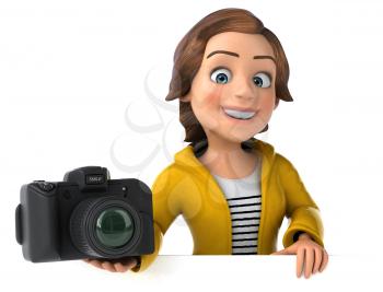 Fun 3D illustration of a cartoon teenage girl 