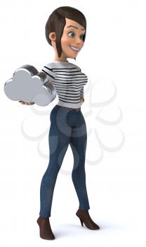 Fun 3D cartoon casual character woman