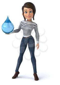 Fun 3D cartoon casual character woman