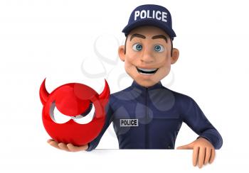 Fun 3D illustration of a cartoon Police Officer