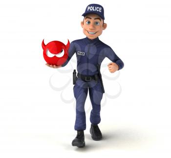 Fun 3D illustration of a cartoon Police Officer