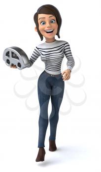 Fun 3D cartoon casual character woman