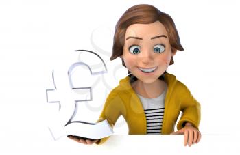 Fun 3D illustration of a cartoon teenage girl 