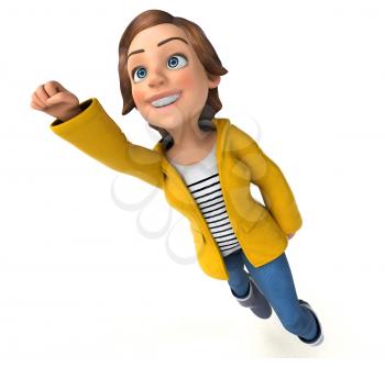 Fun 3D Illustration of a cartoon teenage girl with rain gear