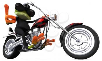 Fun frog on a motorcycle - 3D Illustration