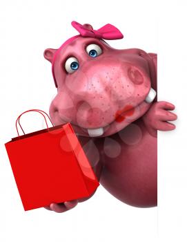 Pink Hippo - 3D Illustration