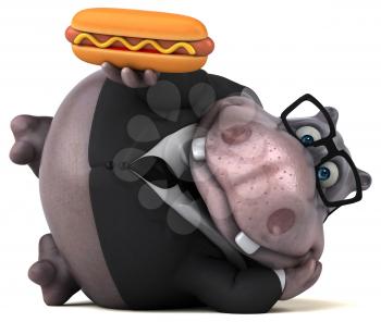 Fun hippo - 3D Illustration