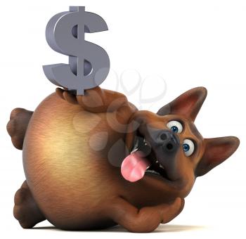 Fun german shepherd dog - 3D Illustration