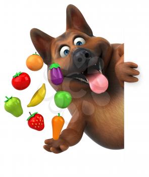 Fun german shepherd dog - 3D Illustration