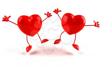 Royalty Free 3d Clipart Image of Jumping Hearts
