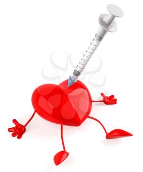 Royalty Free Clipart Image of a Heart Getting a Needle